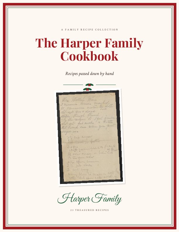 Holiday gift edition family cookbook cover