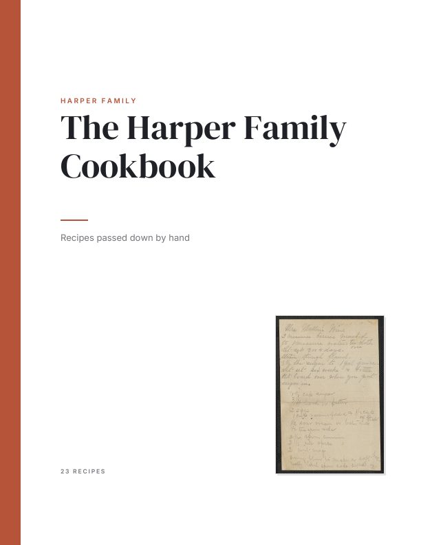 Simple & modern family cookbook cover